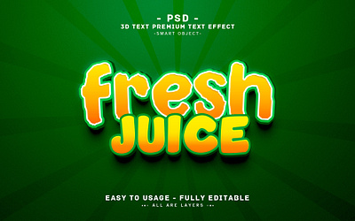 Fresh Juice Effects'' Editable PSD Text Effect Styl effect food fresh fresh 3d text juice juice 3d text juice text psd fresh 3d text psd text text effect style yellow 3d text