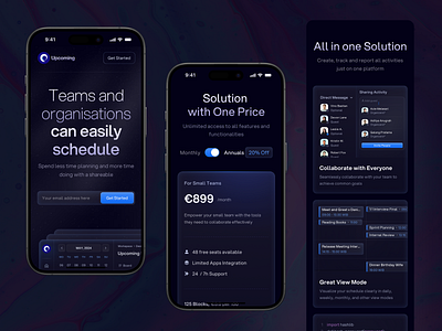 Upcoming - Team Scheduling Mobile branding calendar card design mobile mobile apps oguz platform price product saas task management team collaboration ui uiux ux web web app website website design