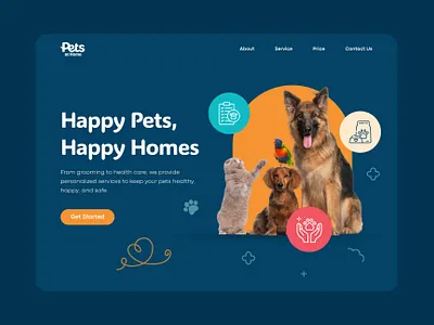 Pets Care - Hero Image Website care cat clean design dog grooming hero image homepage landing page petc pets care ui ux website