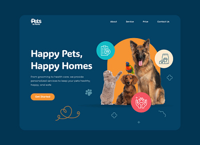 Pets Care - Hero Image Website care cat clean design dog grooming hero image homepage landing page petc pets care ui ux website