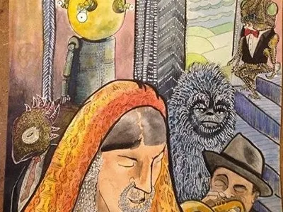 port of entry alien illustration ink monster water color