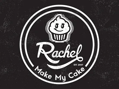 Rachel Make My Cake Distressed Sticker Idea circle cupcake distressed hand lettered logo nashville script texture