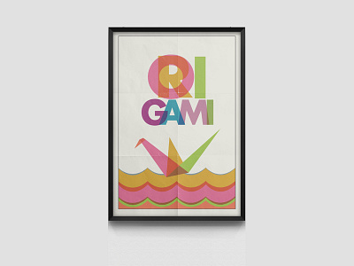 origami poster colour design poster typography vector