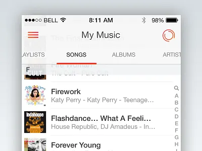 Navigation Pager ios list music musixmatch nav navigation pager player scroll tracks