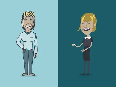 Right or Left blonde character choice flat line pick. style verses woman women