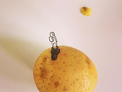 Home alone astronaut home isolated lonely moon planet potato space spaceman spud stranded