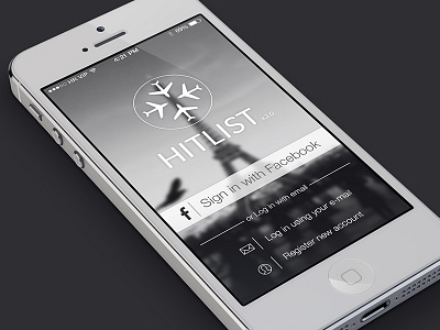 Hitlist V2.0 Splash Screen app apple flat ios ios7 iphone log in login minimal register signup splash screen