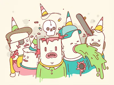 Party Face character colour design digital illustration vector