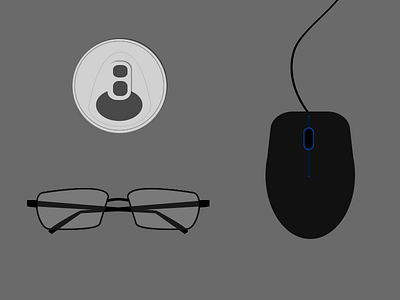 Ready to really play flat glasses illustration mouse pc perspective soda vector