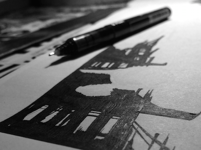 Godzillas mess building film godzilla ink movie poster silhouette