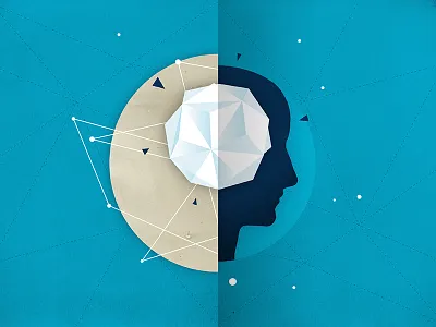Blue Silhouette brain geometry head mind silhouette think thinking