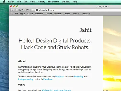 Personal Website Redesign..Again 2d blue color colour design digital flat product web app website yellow