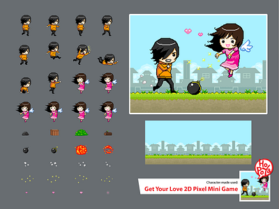 Get Your Love 2D Pixel Mini Game android assets boy cartoon character endless game girl ios love side scrolling sprite sheet