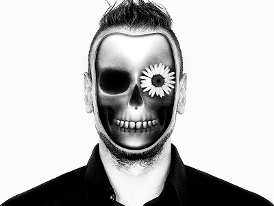 A Leftover collage face photoshop portrait skull