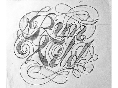 Run Wild - sketch cursive italic lettering letters spencerian swash type