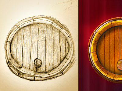 Barrel making off app barrel cellar cork drawing illustration photosh wine wood