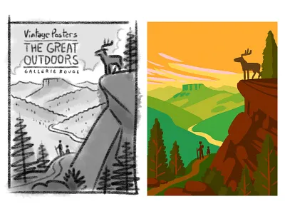 The Great Outdoors - Roughs color illustration ipad pencil rough sketch