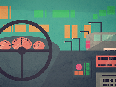Driven cars driving illustration lights night