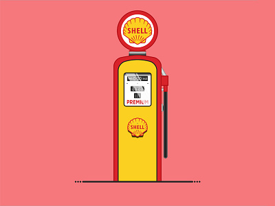 Vintage Shell Pump design gasoline illustration pump shell sketch3 vector