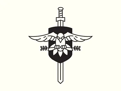 Rare Breed Logo branch branding cross dove leaf logo shield sword