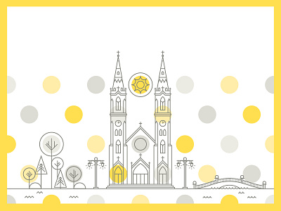 Church Thing church dots illustration line polka dots wedding yellow