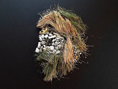 Self Portrait handmade needles pine road material rock self portrait street