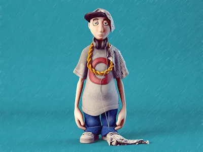 Hip 3d c4d character modeling rain