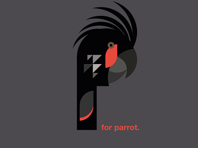 P for Parrot. black graphicdesign illustration p parrot