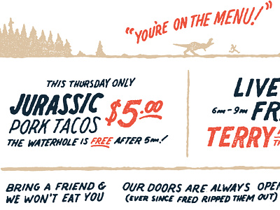 Jurassic Pork dinosaurs illustration lettering typography