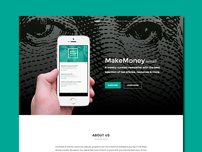 Introducing MakeMoney.email app email flat homepage iphone landing page minimal newsletter simple splash page testimonial