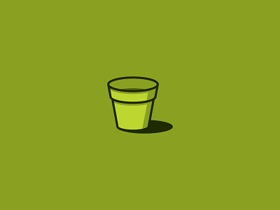 Simple Pot design gardening green icon illustration line outline plant pot shadow simple