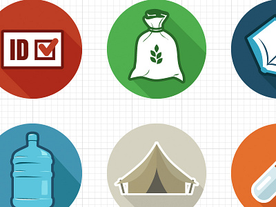 Flat Refugee Camp Icon set