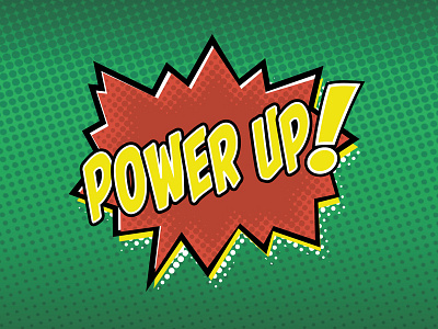 Power Up cartoon comic book halftone pop power up superhero