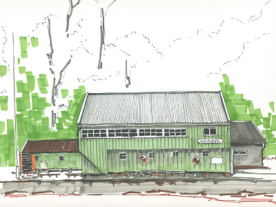 Djurgården (Stockholm). Sweden boat house illustration marker nature pen pier sketch water wood