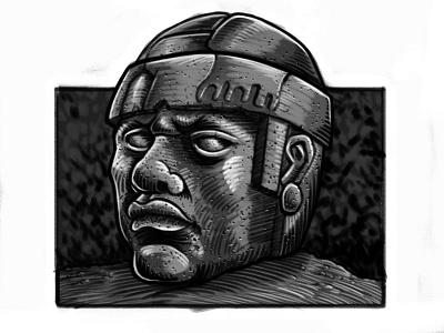 Olmec Head Statue Cartoon Sketch 3 art cartoon cartooning drawing illustration sketch