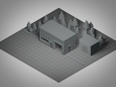 Shop In The Woods WIP 3d c4d cinema 4d isometric low poly woods