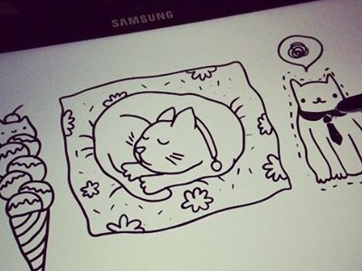 Sketching cats animal cartoon cat character cute design doodle food illustration kitty samsung sketch