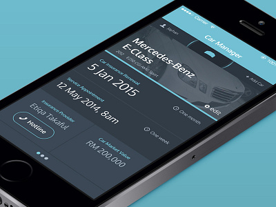 Car Manager interface dark iphone teal ui