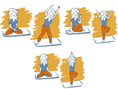 Woman practicing yoga girl illustration sports woman yoga