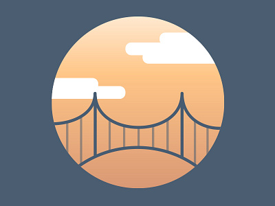 SunBridge bridge clouds illustration simple sun vector