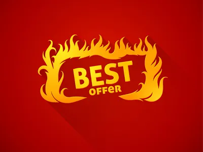 Best offer best offer fire flat illustration logo vector