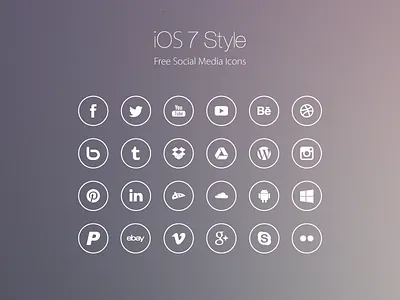 Freebie: iOS7 Style Social Media Icons free freebie icons ios line line icons psd psddd simple social media vector