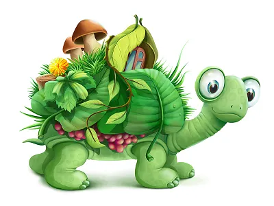 Turtle character house illustration photoshop turtle