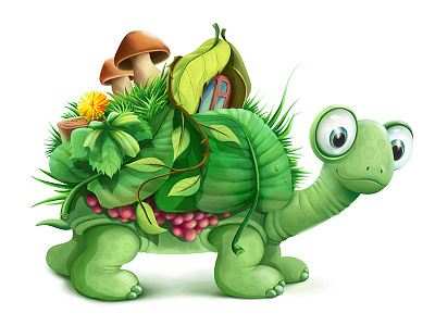 Turtle character house illustration photoshop turtle