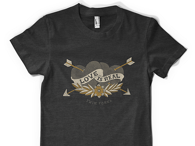 Love is Real T-Shirt design handdrawn illustration love is real tshirt twin forks typography