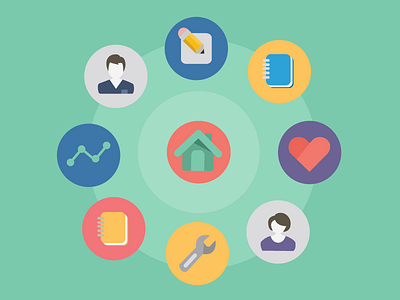 Chunky Colorful Icons chunky diary female heart home icon set icons male pencil rounded settings stats