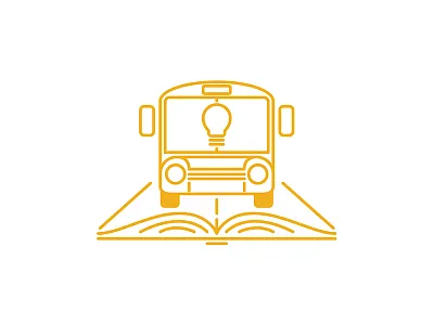 School Bus Logo book bulb bus learning school