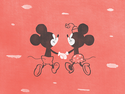 Best Friends disney handmade illustration love mickey minnie mouse