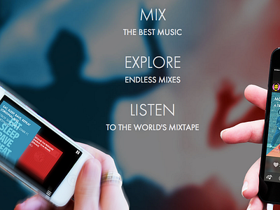 Crossfader.fm Redesign 4.0 app hands iphone landing page splash page