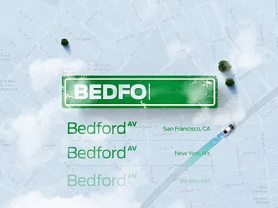 Street Input bedford blue cars clouds concept green newyork ny shadow street sign top view trees